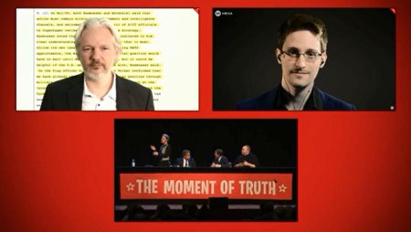 Джулиан Ассанж, Эдвард Сноуден и Ким Дотком сообща борются с мировой слежко ...