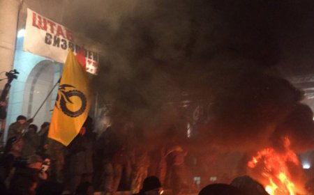 В Киеве произошли первые столкновения митингующих с полицейскими