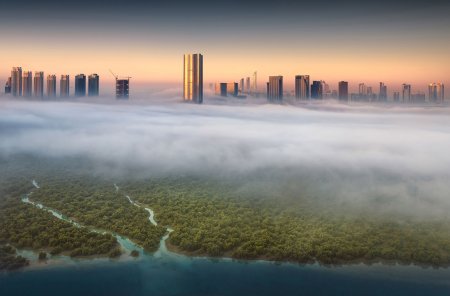 Фантастический город в тумане