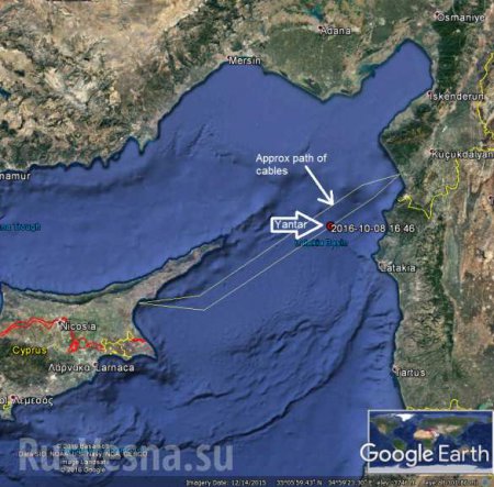 Тревога: Секретный корабль ВМФ РФ перерезает турецкие подводные кабели перед решающей битвой за Алеппо (ФОТО, ВИДЕО, КАРТА)